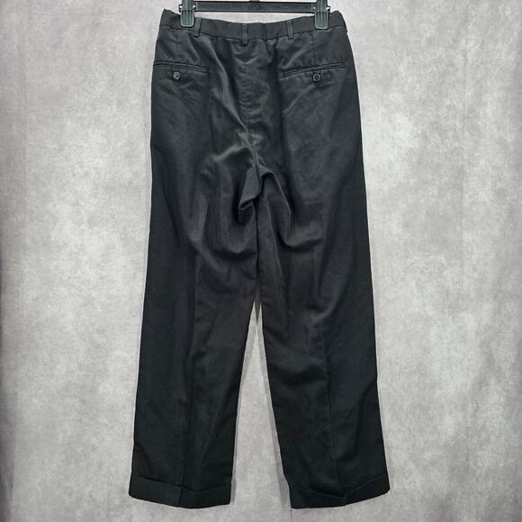 Haggar Black Plain Tailored Executive Dress Pants Trouser Bottoms Mens Small - Picture 2 of 6